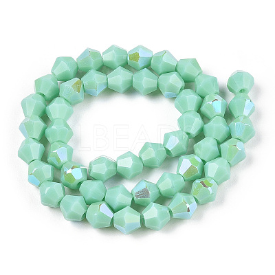 Opaque Solid Color Electroplate Glass Beads Strands X-EGLA-A039-P6mm-L20-1
