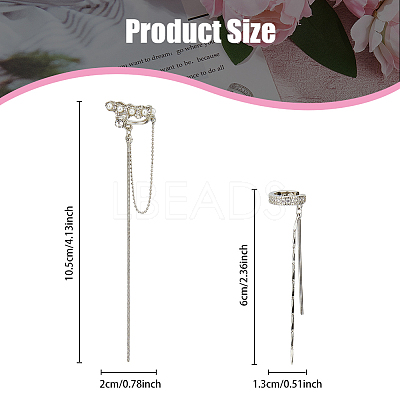 4Pcs 3 Style Plastic Imitation Pearl Cuff Earrings with Crystal Rhinestone EJEW-FI0001-30-1