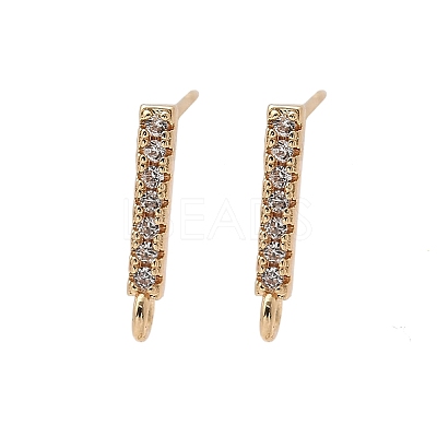 Brass Clear Cubic Zirconia Stud Earrings Finding for Women KK-A244-10C-G-1