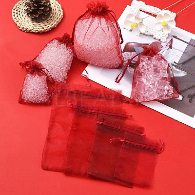 30Pcs 4 Styles Rectangle Organza Bags Jewellery Storage Pouches Wedding Favour Party Mesh Drawstring Gift OP-FS0001-01A-1