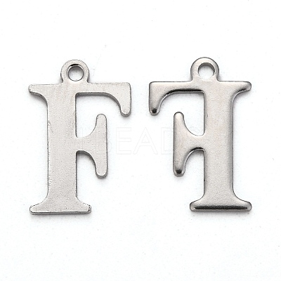 Tarnish Resistant 304 Stainless Steel Alphabet Charms STAS-H122-F-P-1