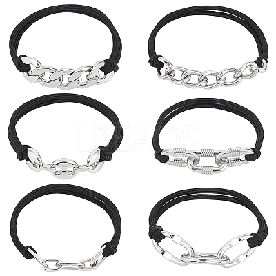 6Pcs 6 Styles Elastic Hair Ties OHAR-ME0001-16A-1