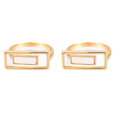 Natural Shell Rectangle Finger Ring RJEW-N039-01-1