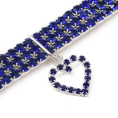 Adjustable 3-Row Iron Rhinestone Cup Chain Pet Collars AJEW-A054-01B-1
