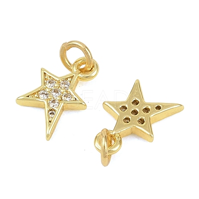 Brass Micro Pave Clear Cubic Zirconia Charms KK-D218-23G-02-1