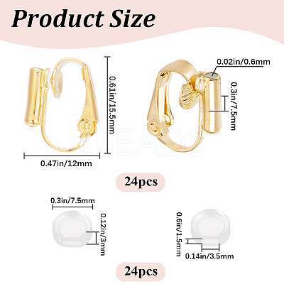 24Pcs Brass Clip-on Earring Converters Findings KK-SP0001-16G-1