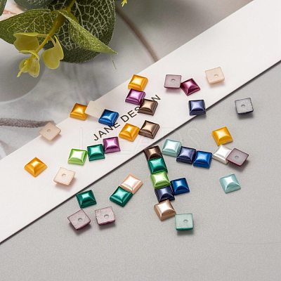 ABS Plastic Imitation Pearl Cabochons SACR-R748-6x6mm-M-1