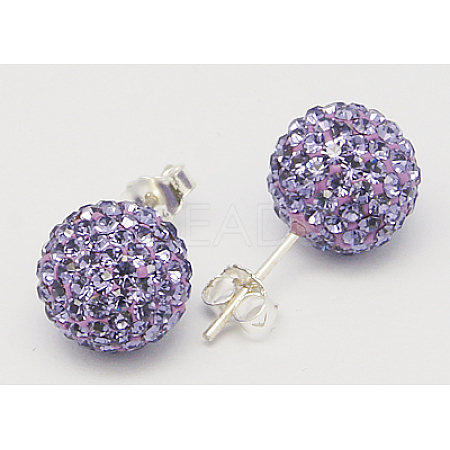 Sterling Silver Austrian Crystal Rhinestone Ball Stud Earrings for Girl X-Q286H221-1
