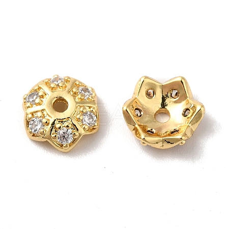 Brass Micro Pave Cubic Zirconia Bead Cap KK-E068-VF851-2-1