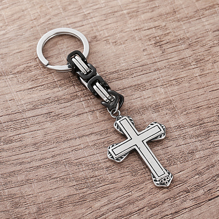 Punk Style 304 Stainless Steel Cross Keychains GV8385-1