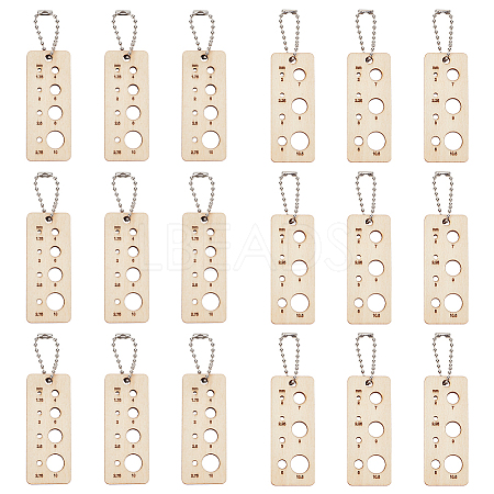 Rectangle Wooden Knitting Needle Gauge Pendants WOOD-NB0002-39-1