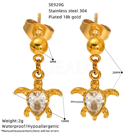 Ocean 304 Stainless Steel Pave Clear Cubic Zirconia Stud Dangle Earrings for Women WG7B930-01-1