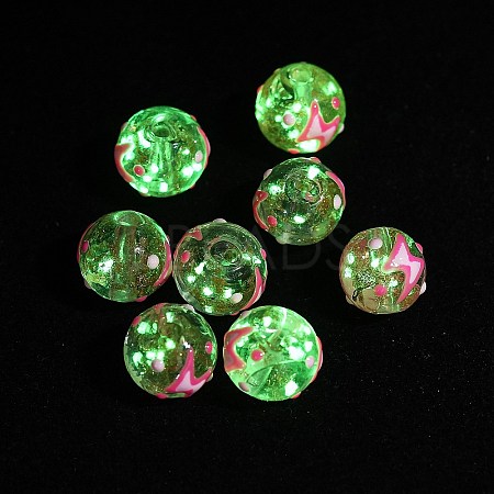 Luminous Handmade Enamel Gold Sand Glass Beads Strands LAMP-U004-08-1