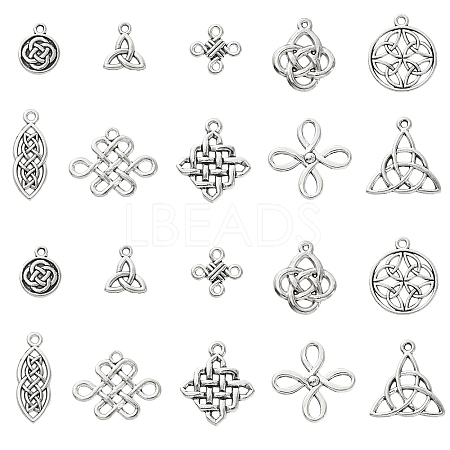 100Pcs 10 Styles Tibetan Style Alloy Pendants TIBEP-CJ0002-45-1