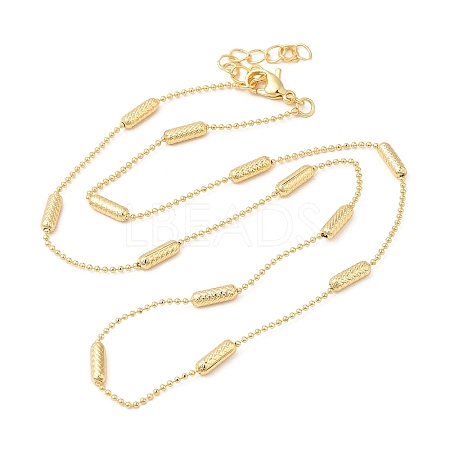 Rack Plating Brass Column & Ball Chain Necklace for Women NJEW-F311-07G-1