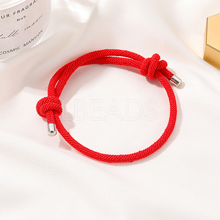 Boho Style Red String Bracelet with Knots and Pull Cord for Couples - Ethnic Woven Handmade Jewelry ST5165877-1