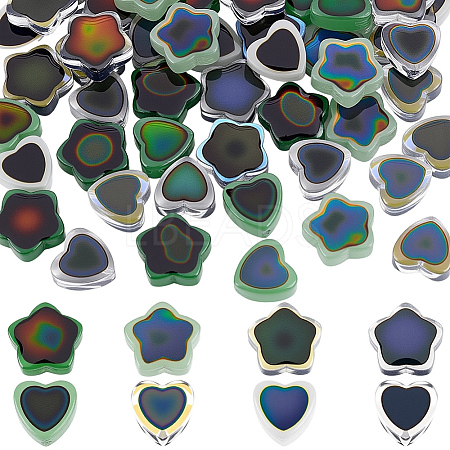 48Pcs 8 Colors Two Tone Glass Mood Beads GLAA-PA0001-46-1