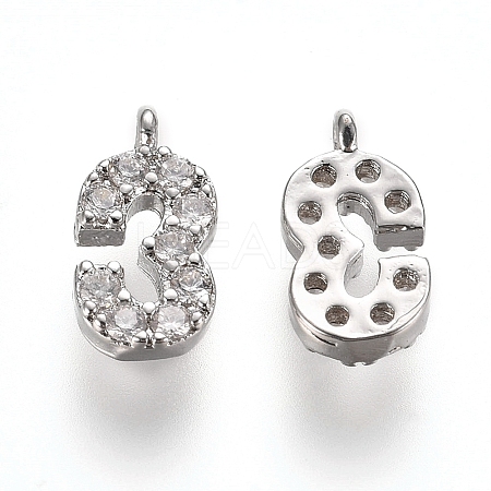 Brass Micro Pave Clear Cubic Zirconia Charms ZIRC-L075-60A-03P-1