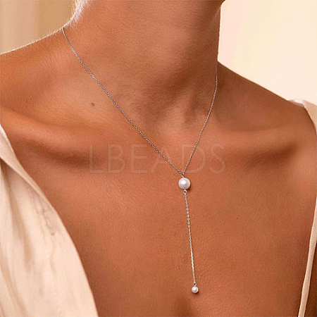 Stainless Steel Cable Chains Lariat Necklace PE9205-2-1