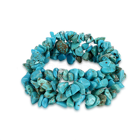 Natural Turquoise Chips Stretch Bracelets BJEW-BB16541-E-1