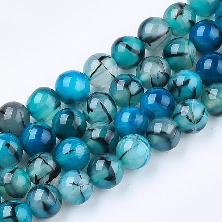 Dyed Natural Dragon Veins Agate Beads Strands G-Q462-128C-6mm-1