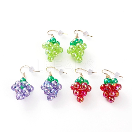 Creative Transparent Acrylic Fresh Grape Dangle Earrings EJEW-JE04447-1