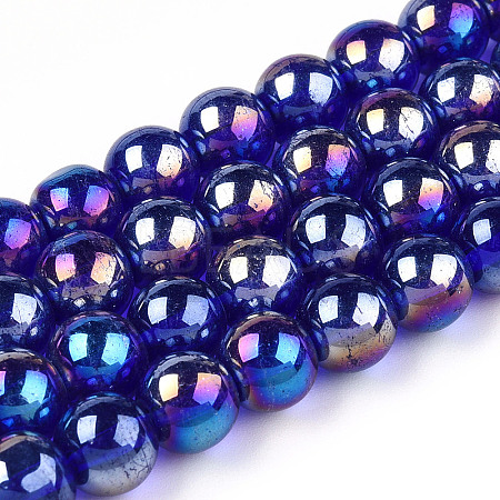 Electroplate Transparent Glass Beads Strands GLAA-T032-T8mm-AB15-1