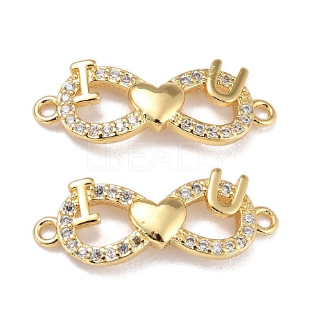 Brass Micro Pave Clear Cubic Zirconia Links Connectors ZIRC-A021-71G-1