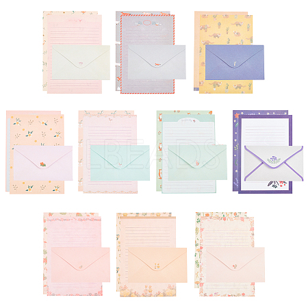 BENECREAT 10 Sets 10 Styles Paper Envelopes & Letter Papers Set DIY-BC0002-81-1