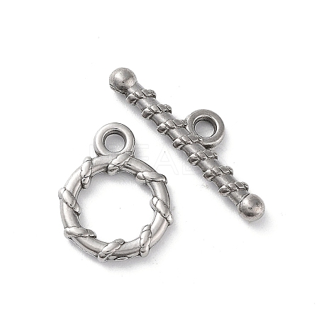 Non-Tarnish 304 Stainless Steel Ring Toggle Clasps STAS-A092-09D-P-1