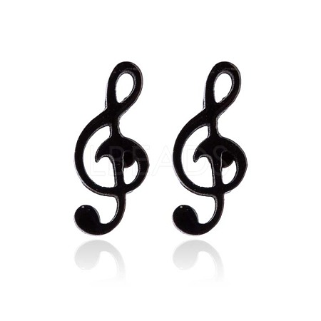 304 Stainless Steel Music Note Studs Earrings with 316 Stainless Steel Pins for Women X-MUSI-PW0001-23EB-1