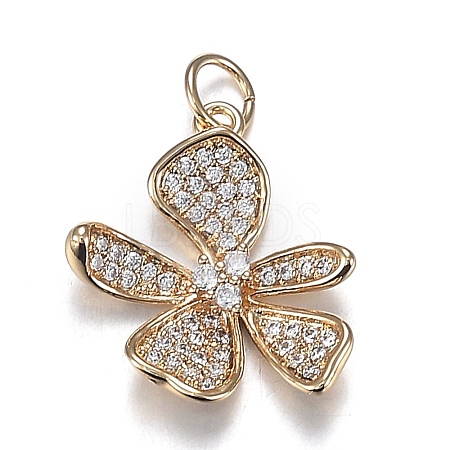 Brass Micro Clear Cubic Zirconia Pendants ZIRC-F120-043G-1