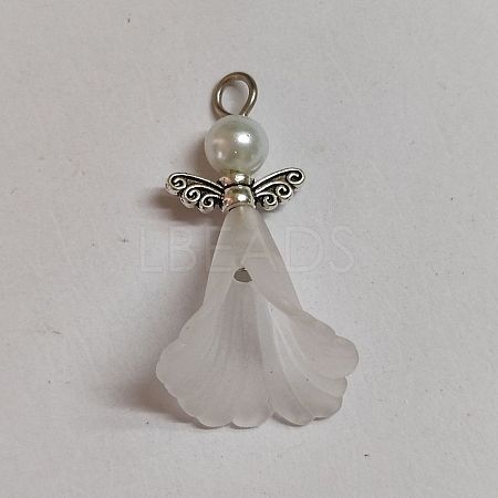 Angel Frosted Acrylic Pendants PALLOY-TAC0044-01-1