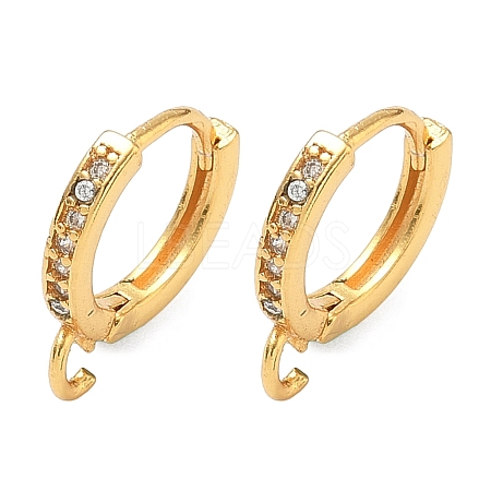 Brass Micro Pave Clear Cubic Zirconia Hoop Earring Findings KK-H532-14A-G-1