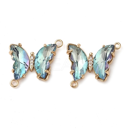 Brass Pave Faceted Glass Connector Charms X-FIND-Z020-04F-1