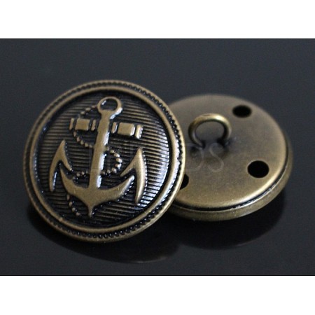 1-Hole Brass Shank Buttons X-BUTT-WH0001-06-23mm-1