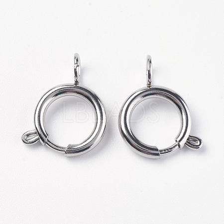 Tarnish Resistant 304 Stainless Steel Smooth Surface Spring Ring Clasps STAS-E143-03B-P-1
