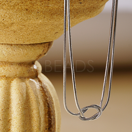 304 Stainless Steel 2-Strand Handmade Knot Snake Chain Necklaces for Couples BU0455-2-1