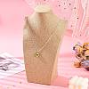 Wooden Covered with Imitation Burlap Necklace Displays NDIS-K001-B16-6