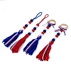 Crafans 4Pcs 2 Style Independence Day Theme Wooden Ring & Woolen Yarn Tassels Pendant Decorations HJEW-CF0001-20-2
