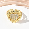 Brass Micro Pave Cubic Zirconia Cuff Open Rings for Women CU-CBA760A-13A-G-3