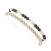 2Pcs Natural Obsidian & Shell Pearl & Non-magnetic Synthetic Hematite Beaded Stretch Bracelets for Women BJEW-JB12938-01-3