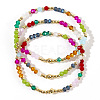 3Pcs 3 Styles Colorful Glass Beaded Bohemian Stretch Bracelet Sets SE3767-1