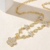 Brass Pave Cubic Zirconia Flower Pendant Necklaces NJEW-C121-04B-G-3