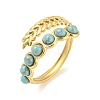 Synthetic Turquoise Beaded Open Cuff Ring RJEW-G293-01C-1