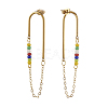 Chain Tassel with Glass Seed Beads Dangle Stud Earrings for Girl Women EJEW-TA00014-3