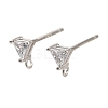 Rhodium Plated 925 Sterling Silver Ear Stud Findings STER-F058-01P-01-1
