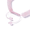 Adjustable Natural Rose Quartz Braided Bead Bracelets BJEW-F369-A13-3
