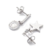 3 Pair 3 Style Rhinestones Star & Heart Asymmetrical Earrings EJEW-B020-21P-3