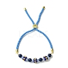 3Pcs 3 Styles 6mm Round Dyed Natural Lapis Lazuli & Yellow Jade & Black Onyx Bead Slider Bracelet Sets BJEW-MZ00062-3
